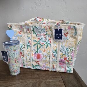 Roller Rabbit x Target Set - Vacation Fringe Canvas Tote Bag & Blue Tumbler